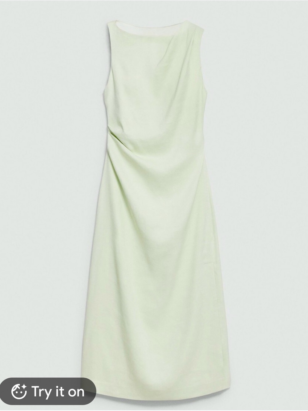 Theory Pale Green Sleeveless Draped Midi Dress